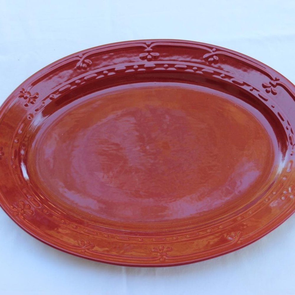 LARGE FIRENZA CINNAMON OVAL PLATTER 14 5/8” x 11” DISHWASHER MICROWAVE SAFE MINT